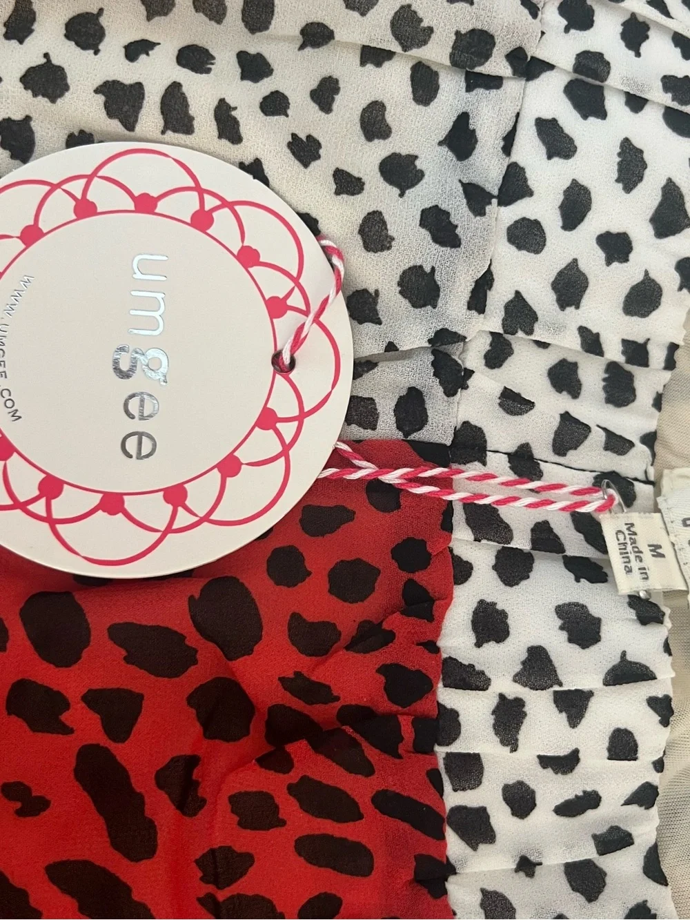 Umgee Leopard Print Ruffle Shorts in Tan, Black & Red Accent Size M NWT